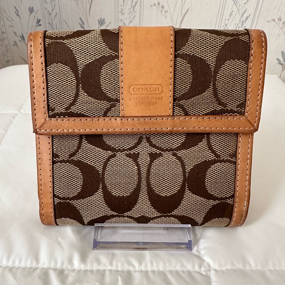 Coach Signature Brown and Tan Wallet - Picture 1 of 16